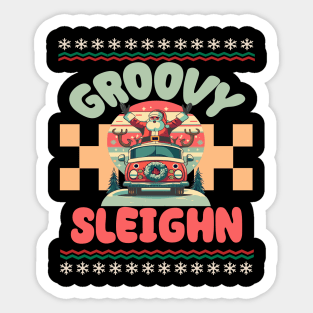 Groovy Sleighn Santa Claus - Merry Christmas Xmas Sticker